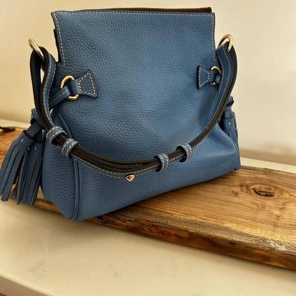 Dooney & Bourke Sky Blue Leather Shoulder Bag - Picture 2 of 4